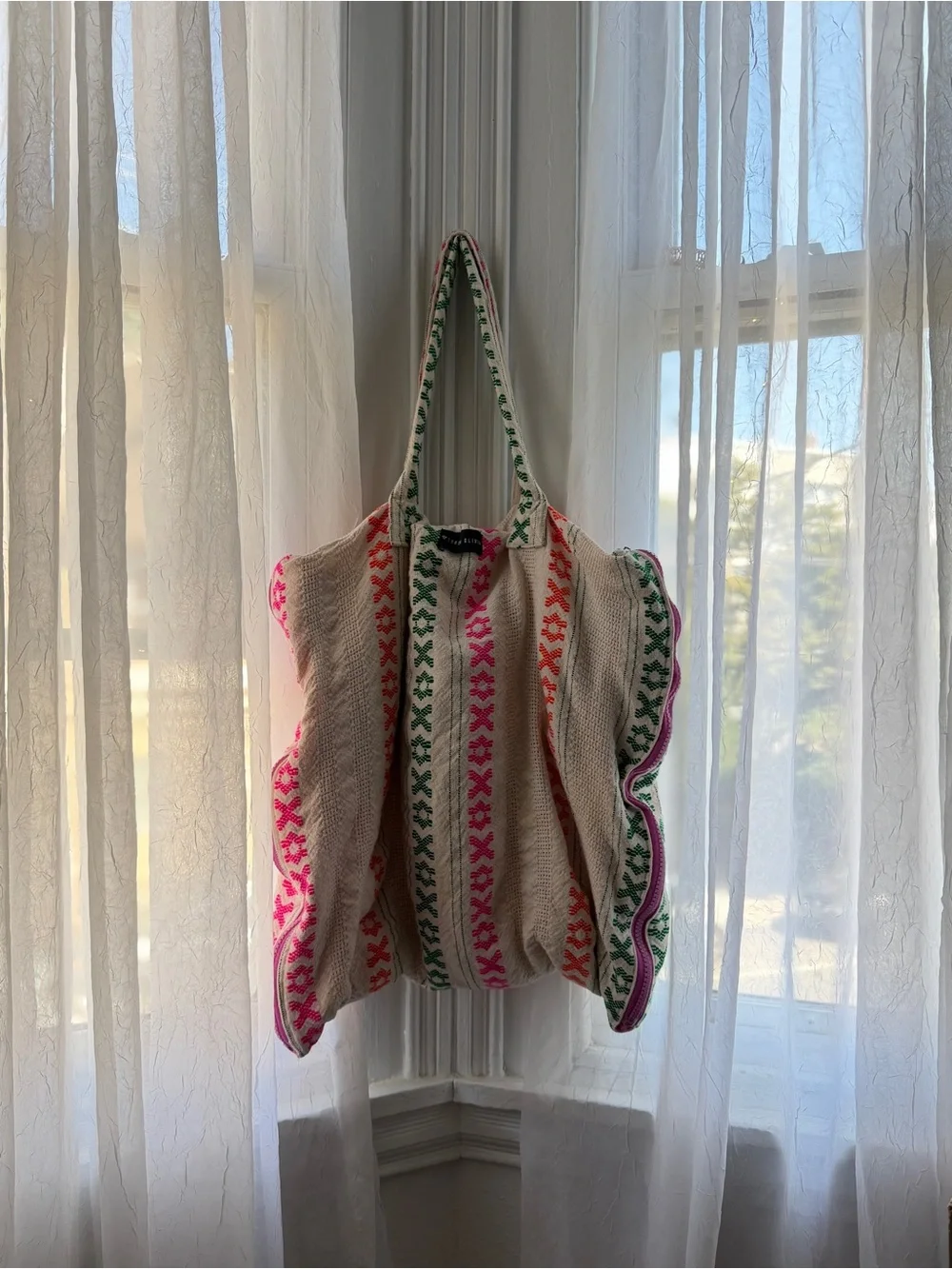 2010s Loren Olivia Waikiki Convertible Towel Tote in Ivory 100% cotton